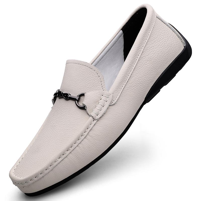 

Fashion Non-Slip Soft Sole Slip-On Dress Shoes Lightweight Business Flats Men s Genuine Leather Loafers Comfortable Men s Casual Shoes 44 белый