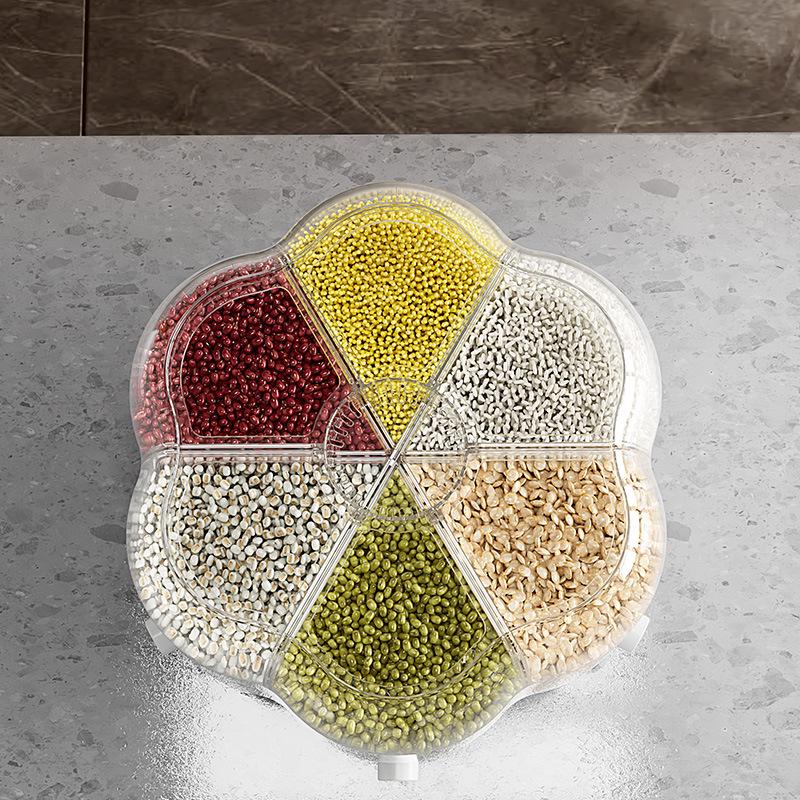 Rotating Rice Storage Bin: Insect & Moisture-Proof, Sealed Divided Grain Canister for Household Use