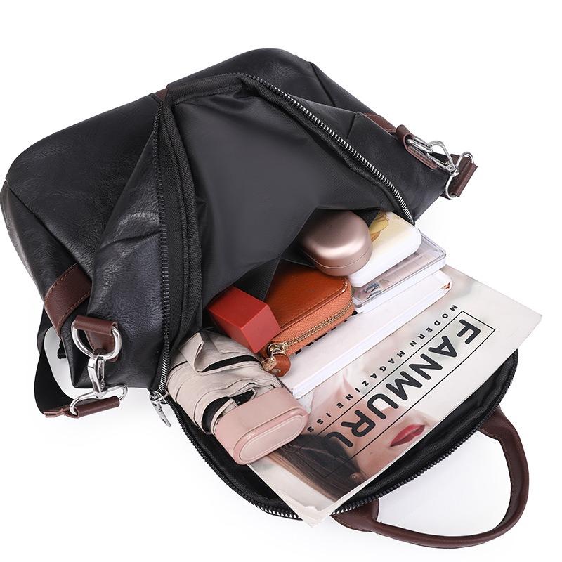 New Women Backpack Anti-Theft Fashion Casual Shoulder Soft Leather Travel Bag Vintage Versatile Solid Color 2-in-1 Backpack