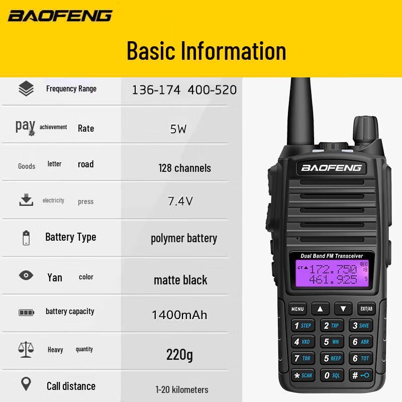 BAOFENG BF-UV82 Dual-Band High Power Walkie Talkie (CN Version)