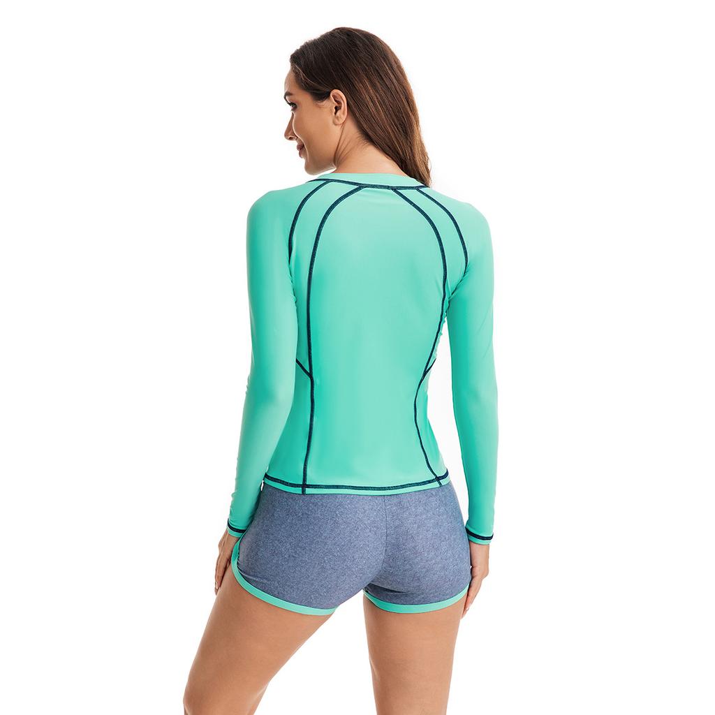 Surfové plavky s plochým úhlem rozdělené dámské plavky s dlouhým rukávem plavky na zip cardigan dámské tílko