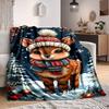 1 Stück Winter Weihnachtshirsch Decke, Leichte Flanell Überwurfdecke für Sofa, Bett, Reisen, Camping, Wohnzimmer, Büro, Couch012