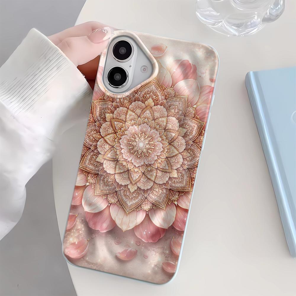 

3D Texture Cream Wind Mandala Flower Phone Case For iPhone 17 17Air 16 15 13 12 11 Pro Max 14 15Plus Shockproof Soft Cover Funda iPhone 15 Plus