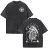 Vintage Washed Til Valhalla Warrior Spirit Military Grunt Tactics Skeleton TShirt Men Clothing Short Sleeve Tshirts Streetwear