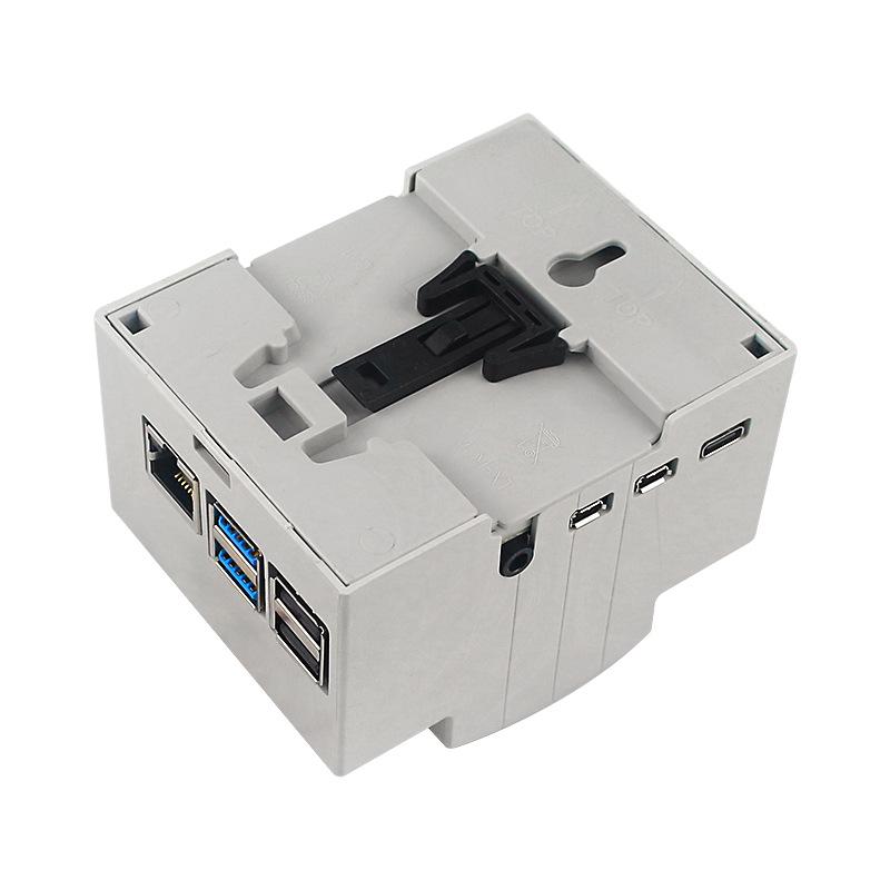 Raspberry Pi 4B ABS Rail Mount Case with Fan & Transparent Top