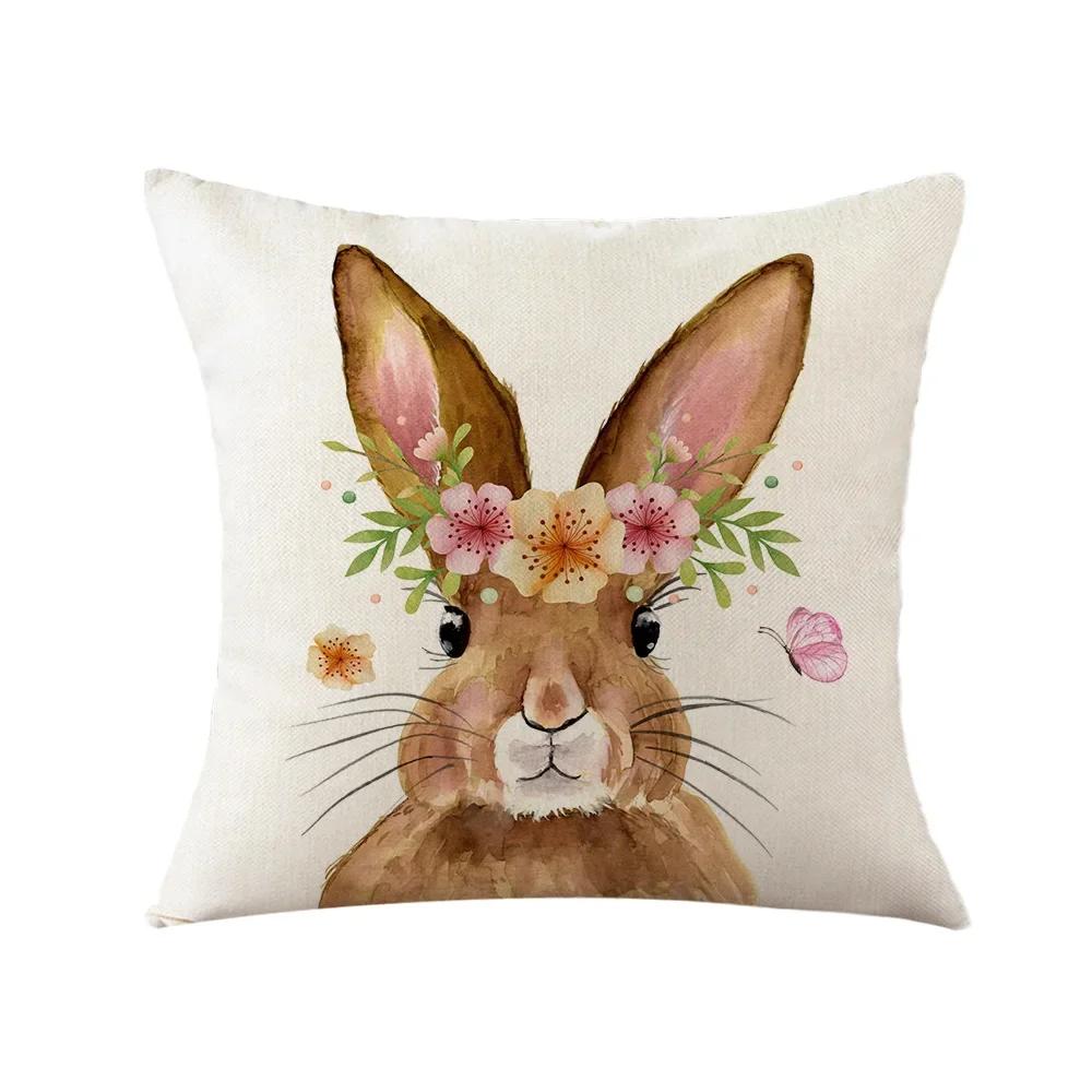 Easter Decor Pillowcases 45x45cm Linen Pillow Cover Easter Decorations Favors Pillows Cushion Cover Easter Bunny Eggs Pillowcase