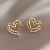 Sweet Heart Hollow Design Stud Earrings Romantic Graceful Bridal Wedding Jewelry Women’s Luxury Gold Color Accessories