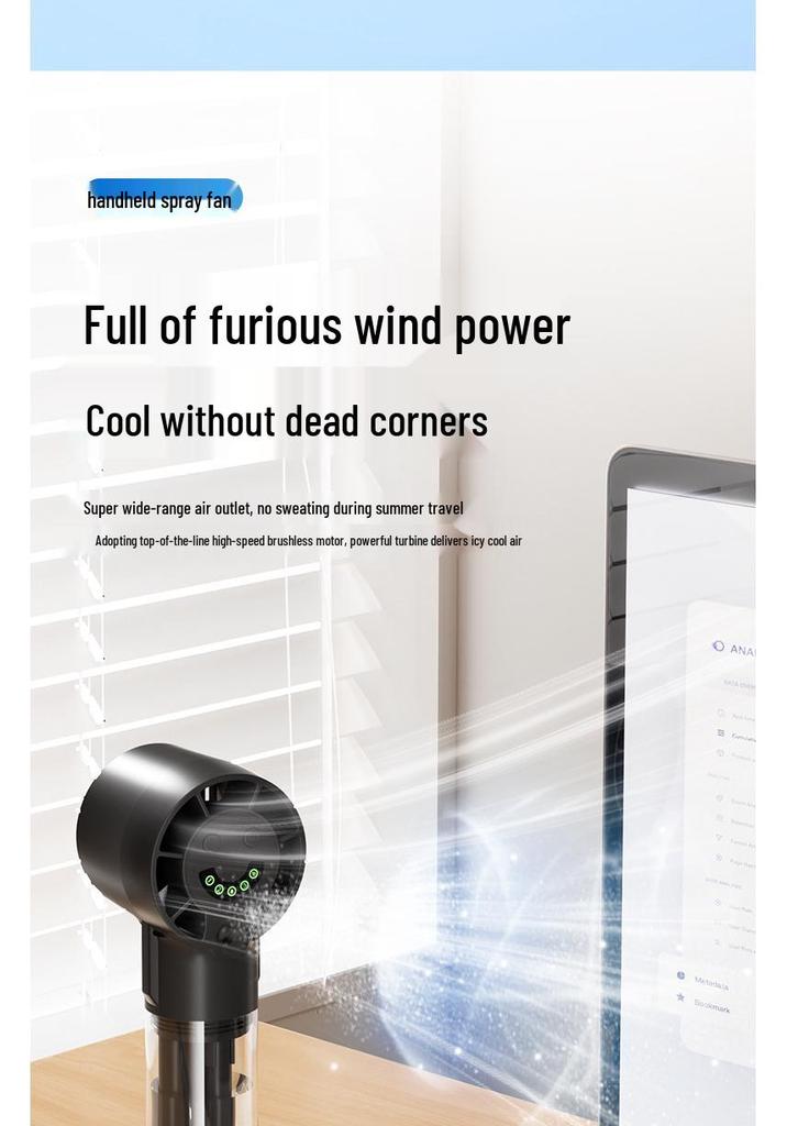 Portable Handheld Mini Fan and Humidifier: Neck Hanging, Desktop Use, Strong Wind for Outdoor or Home