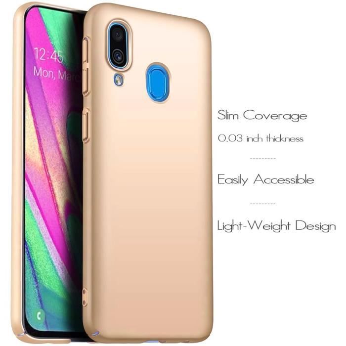 Coque - Booling - pour Samsung A40 - Silicone ultra-mince - 2 verres trempés - Dorée