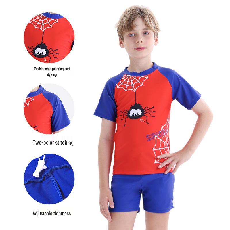 2025 Boys' Swim Training Suit: Quick-Dry, Sun-Protective, Split Design for Kids