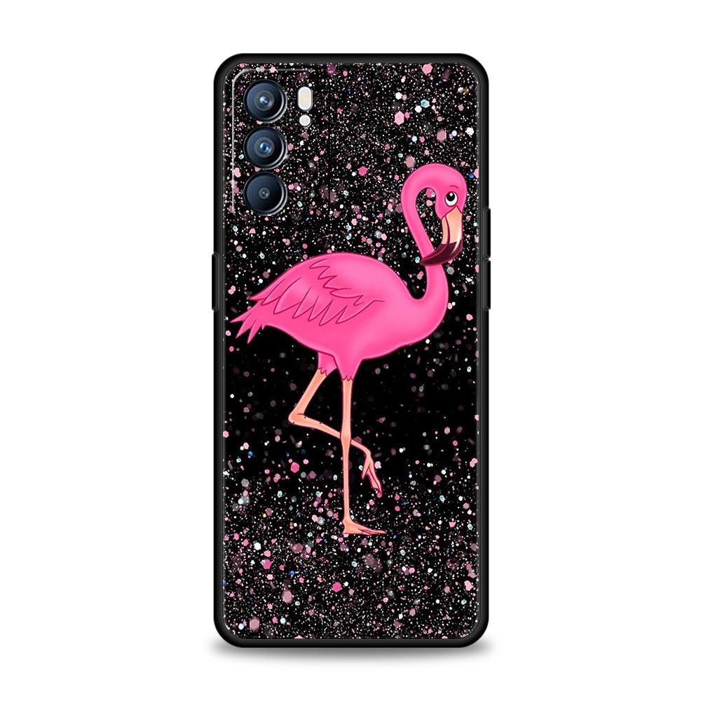 Lovely Pink Flamingos Leaf Phone Case For Oppo Reno8 Reno7 Reno6 Pro A54 5G Find X6 X5 A53 A52 A9 A15 A95 A17 A16 A57 A31 Cover