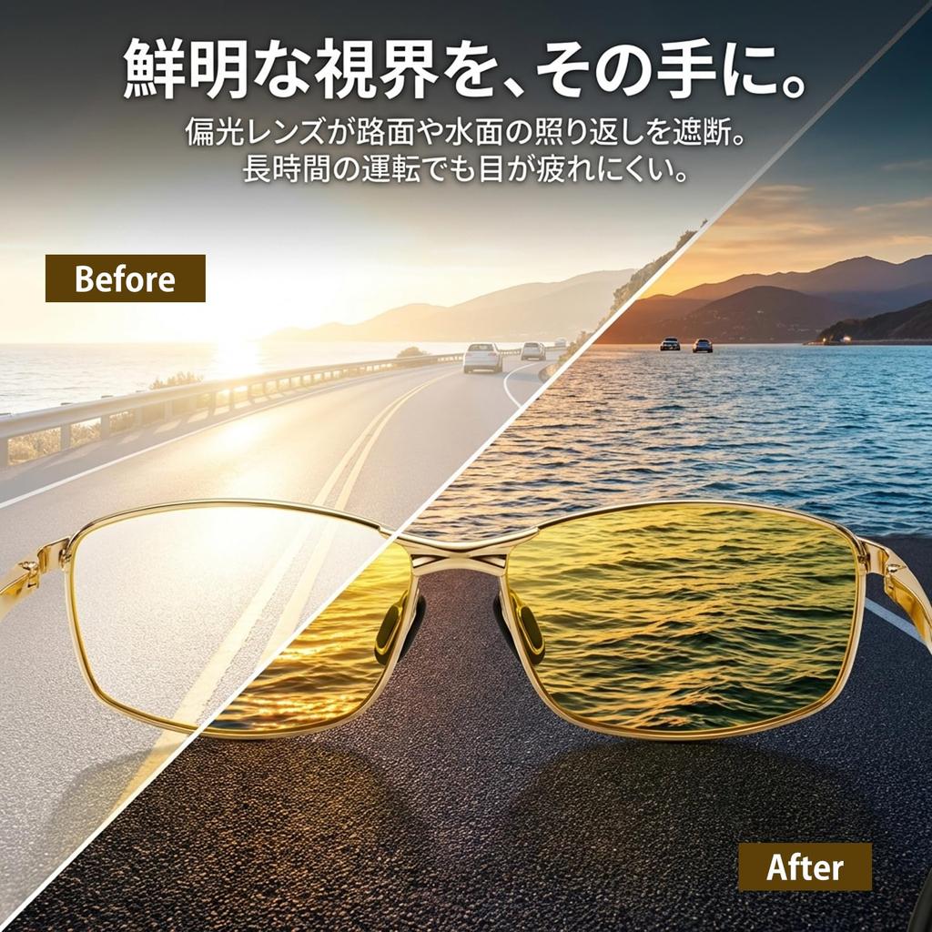 Night Night Glasses for Driving At Day Night Yellow Lens [luckinsell] Sunglasses, Men's Night, UV400, Ultra-lightweight, Outdoor, & Use, (Gold Frame)