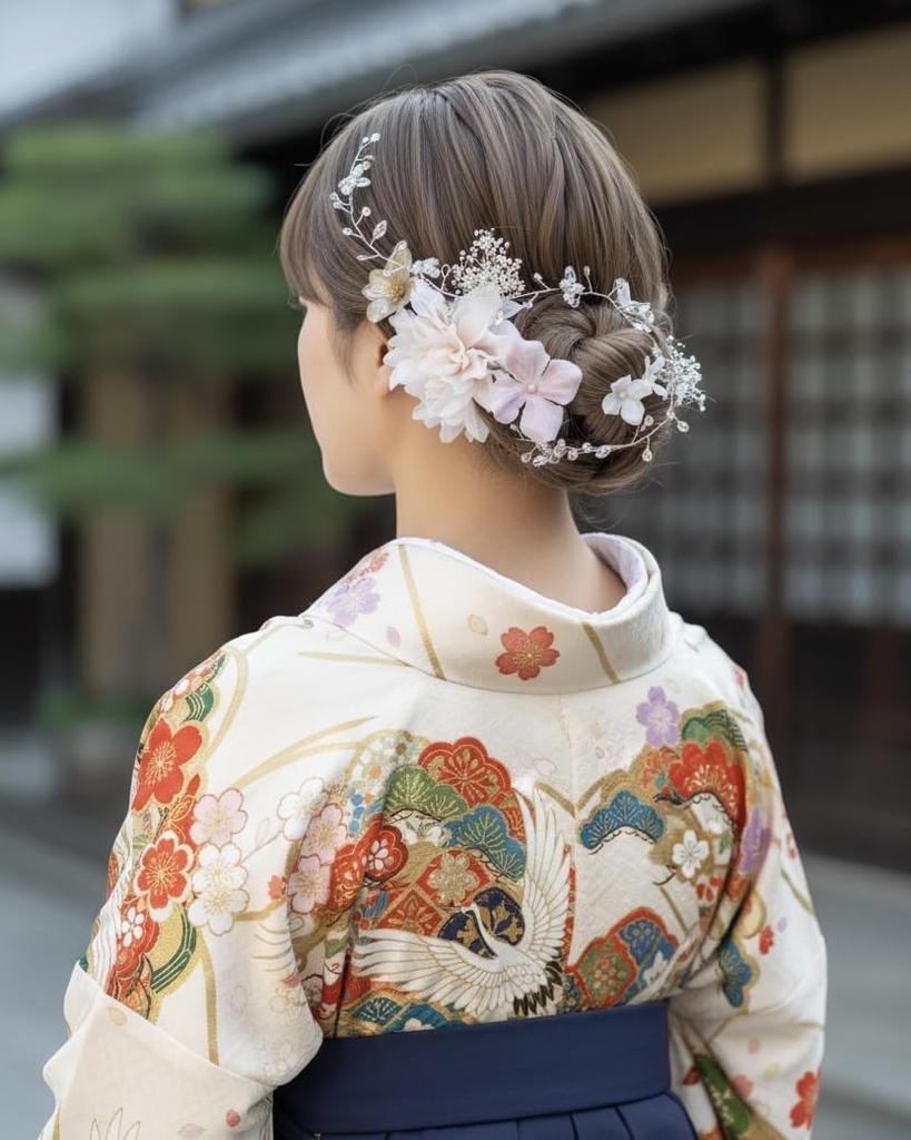 [Lomeri] Lomeri Hair Headband with Dried Flowers - Perfect for Coming-of-Age Ceremony, Graduation Ceremony, Wedding, and Hakama (Japanese traditional