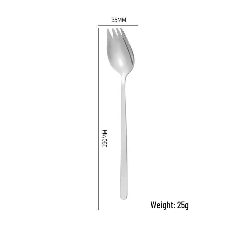 410 Stainless Steel Dual-Use Fork Spoon: Long Handle Salad, Pasta, Dessert & Cake Utensil