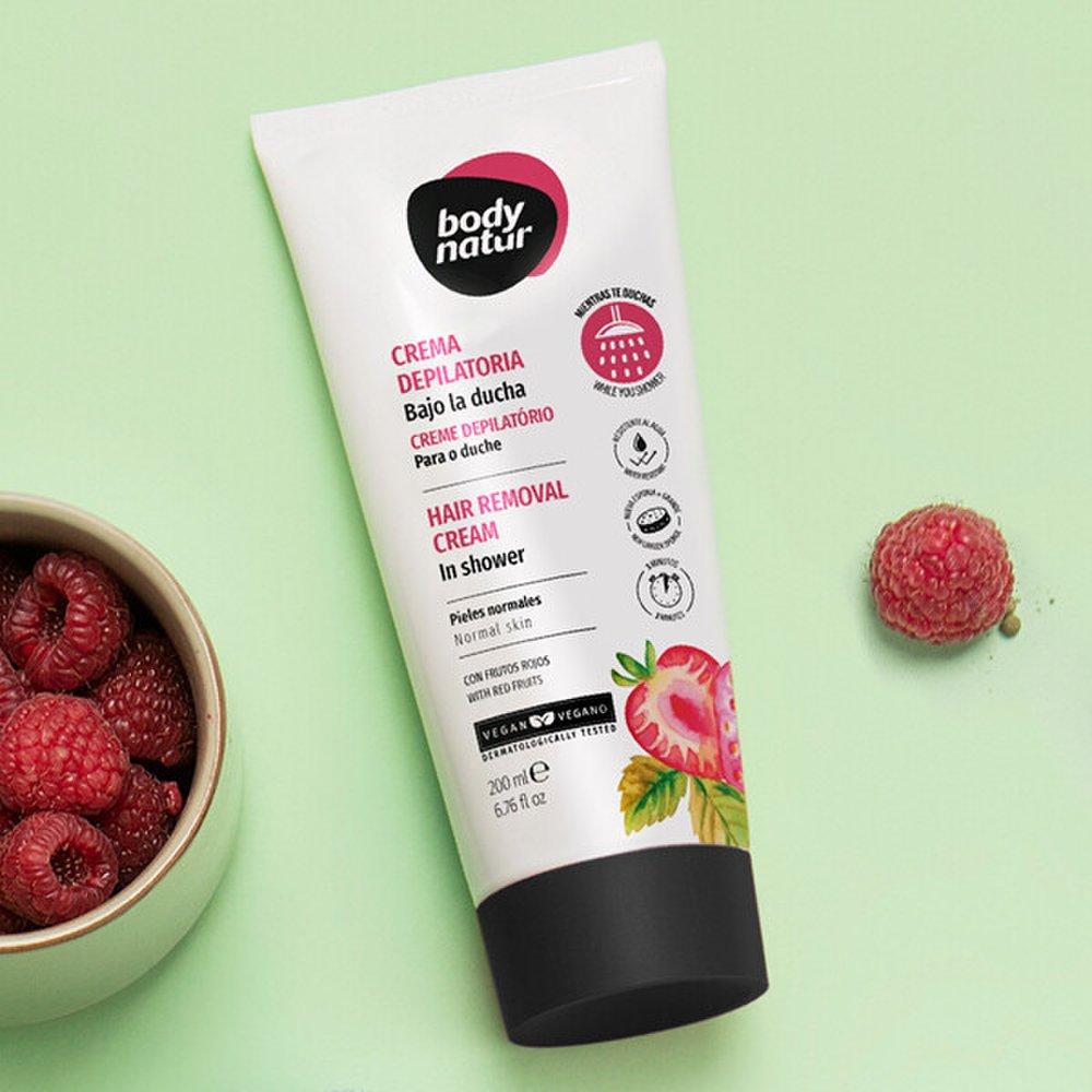 BODY NATUR Hårfjerningskrem for dusjen med røde frukter 200 ml (for kroppen)