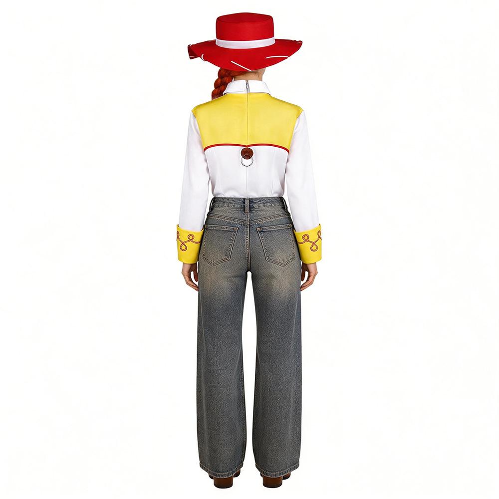 Toy Story Jessie Costume Adult Women Halloween Cosplay Outfit Cowgirl Top and Hat for Party
