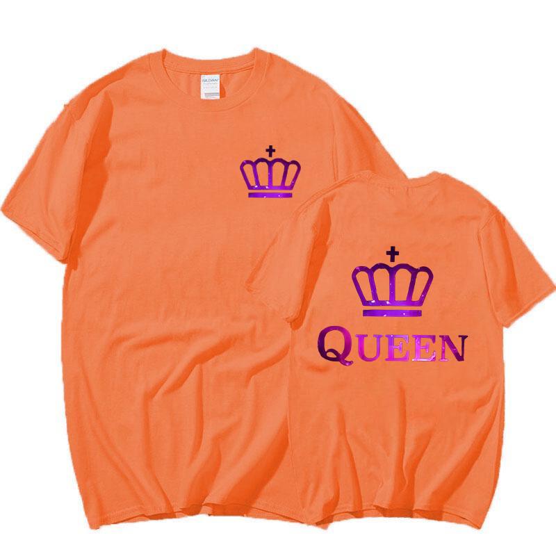 Couple T-shirts King Queen Printing T-shirt Women Men Lover Short Sleeve Summer Cool Valentine's Day Tops Tees