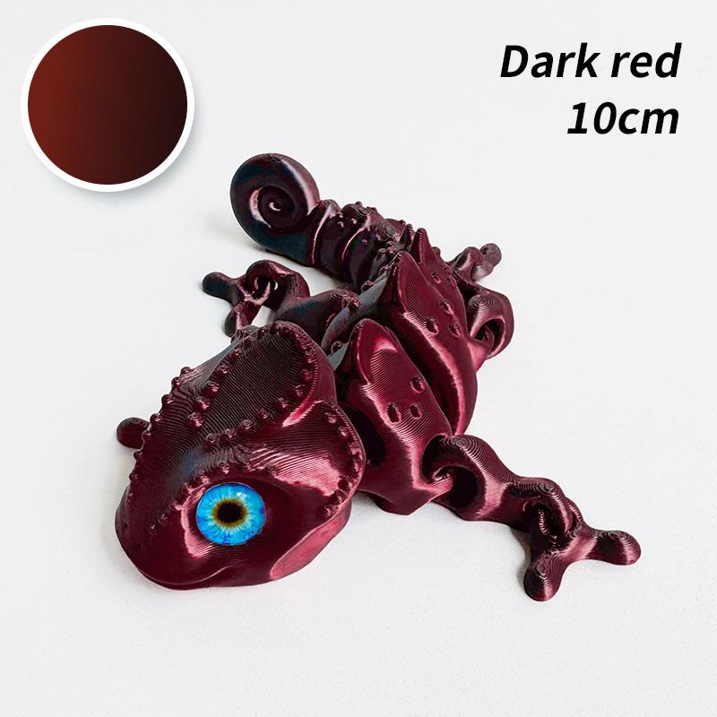 10/14CM 3D Printed Chameleon Figurine Joint Movable Chameleon Model with Simulation Eyes Gradient Color Chameleon Toy Gifts Kids