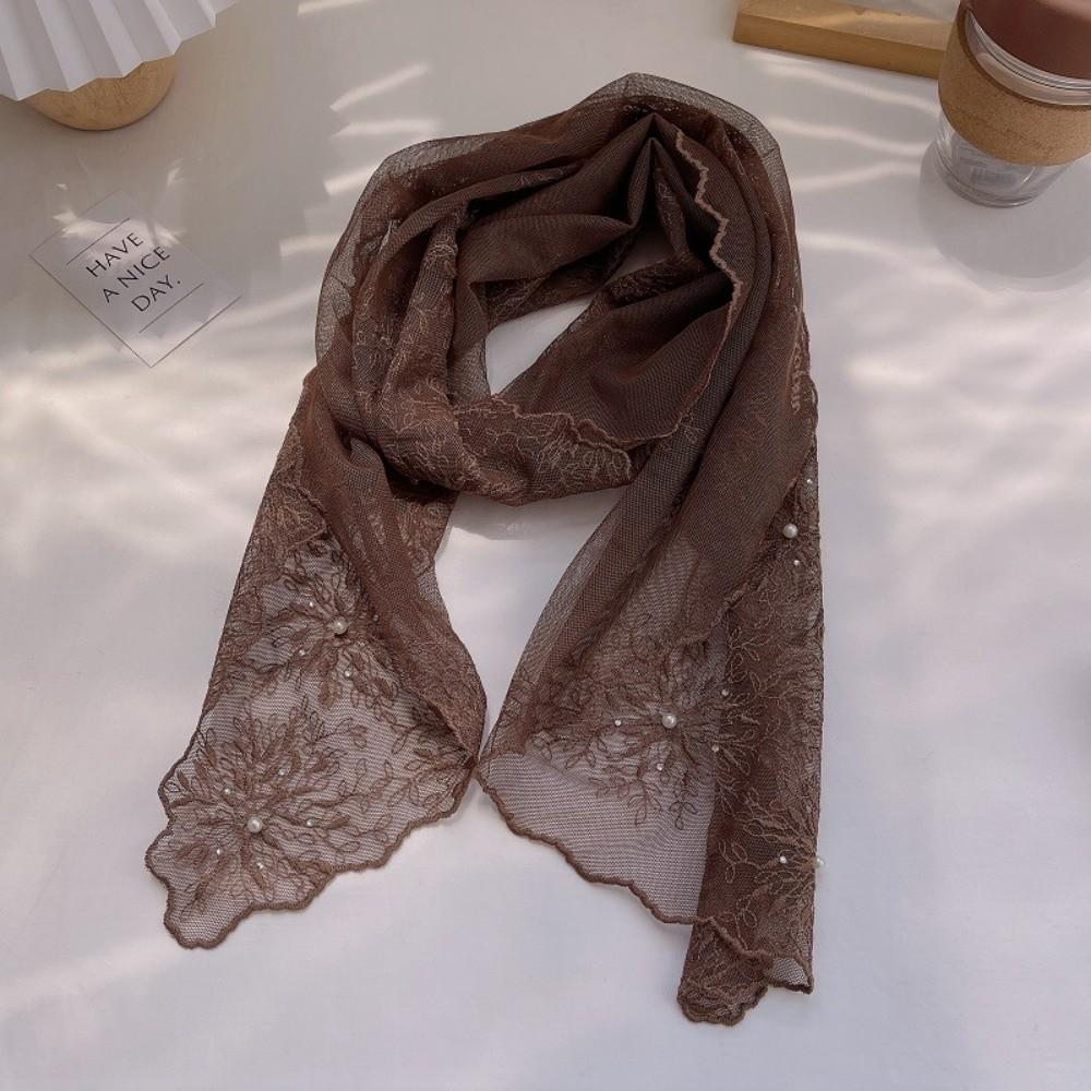 Versatile Retro Lace Scarf Elegant 130×30cm Headscarf Embroidered Flower Literary Style Shawl for Women