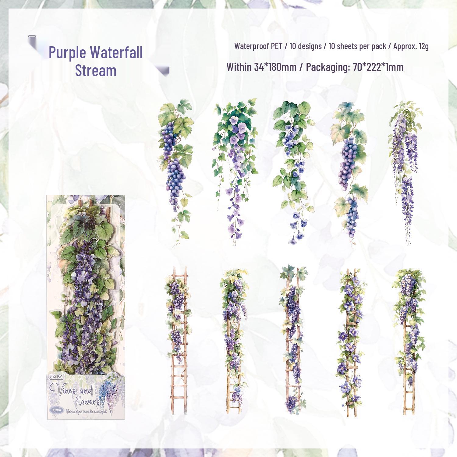 Yue Zhen Wisteria Flower Waterproof PET Journal Stickers for Children