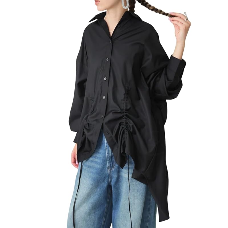 

[antiqua] [Antica] Drost gather shirt ladies tops PK-01175 Onesize 05 black