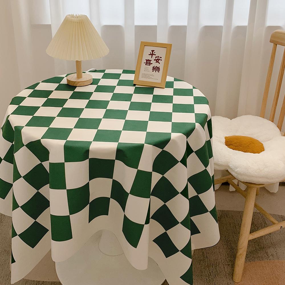 Schachbrett Tischdecke Leichter Luxus Hohes Gefühl Foto Studentenwohnheim Schreibtisch Dekoration Tischdecke Kaffeetischmatte