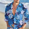 Herrenhemd Modetrend Rosenblüten-Farb-Muster HD-Grafik Lässig Outdoor Straße Herrenbekleidung Frühling und Sommer
