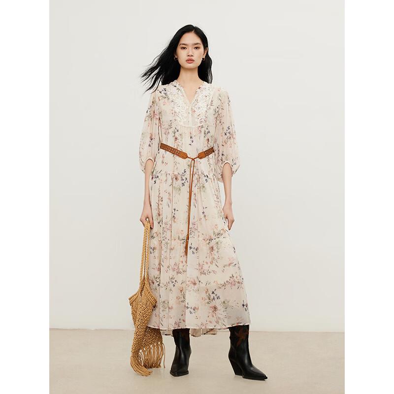 

Women s Floral Chiffon Midi Dress M