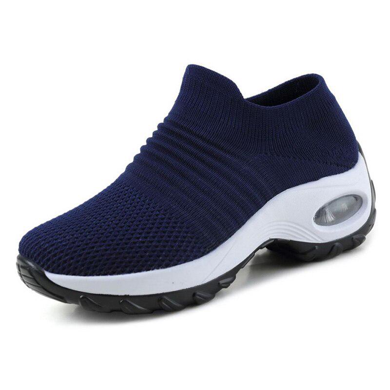 

Осінь, рання зима Модні кросівки Жіноче взуття для збільшення 5 см Повсякденне жіноче взуття Дихаюча сітка М яка Зручність 35 синій