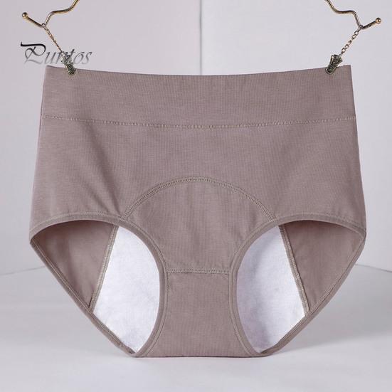 Women Panties Solid Color Plus Size Butt-lifted High Waist Seamless Elastic Period Prevent Leakage Briefs Menstrual Underpants Female Underwear