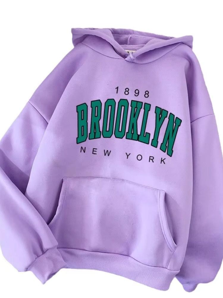 Jaro a Podzim Zima Nová Fleecová Volná Dámská Mikina Horký Prodej Brooklyn Tištěná Pár Mikina Svetr Kabát