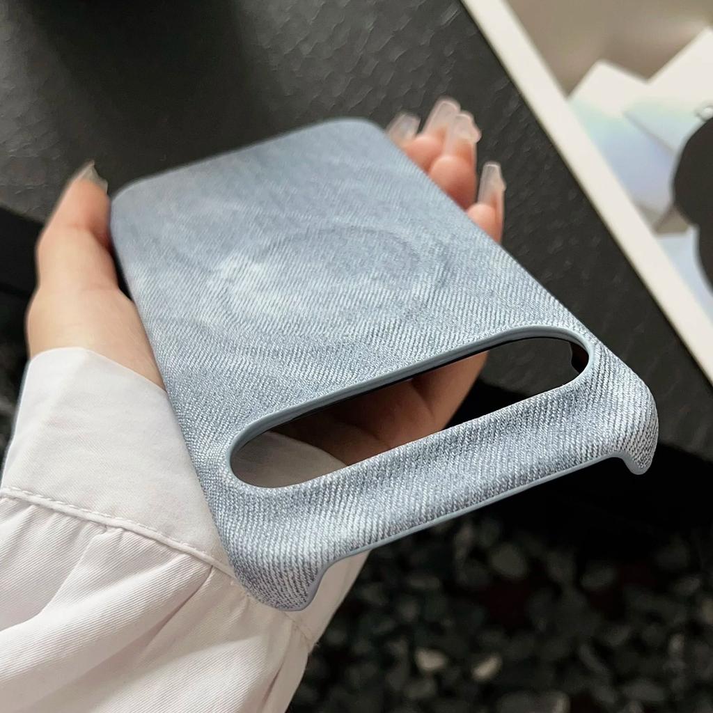 Washed Color Denim Jeans Magnetic Phone Case For Google Pixel 9 8 XL 8A 7 7A Pro For Magsafe Shockproof Frameless Cooling Cover