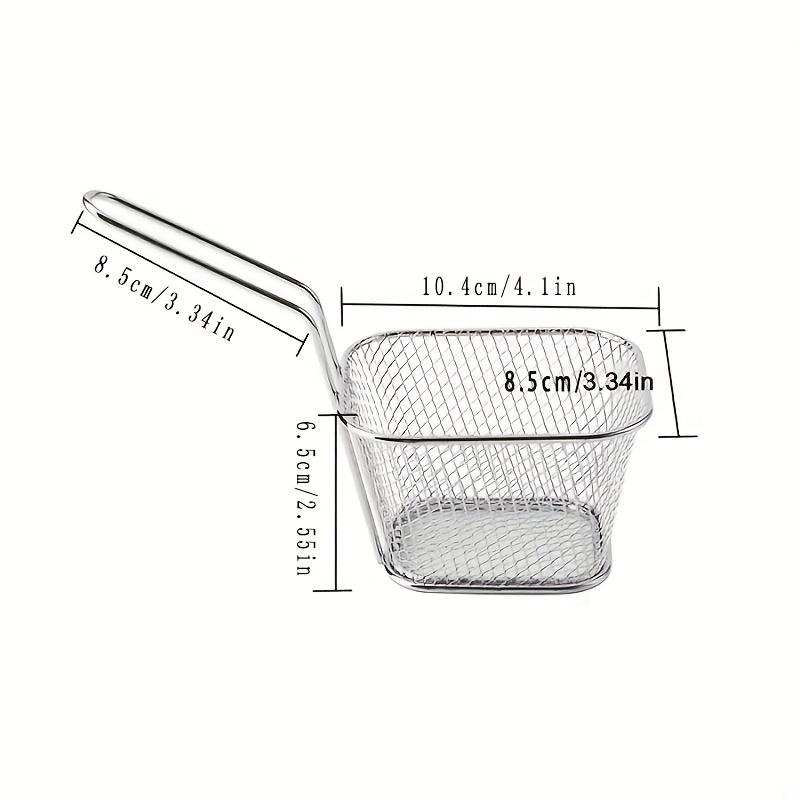 

1 шт. Корзина для жарки из нержавеющей стали, Многофункциональная мини-корзина для жарки картофеля фри, Креативная квадратная корзина для жарки с отделением для масла серебряный