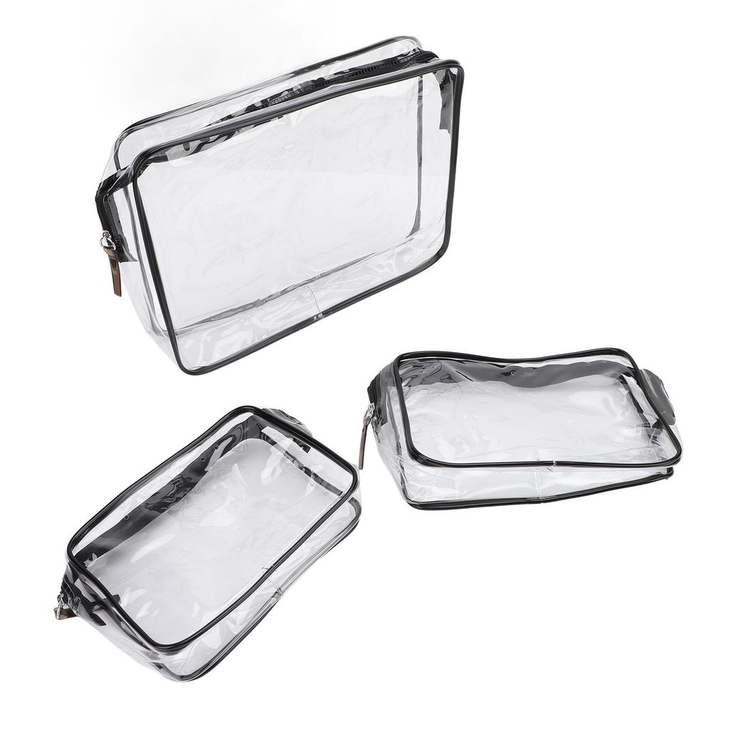 3Pcs Clear Insert Bag Transparent Makeup Toiletry Brush Zipper Insert Inner Bag Divider Storage Orga