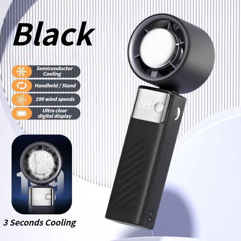 

New Foldable Mini 199-Speed Handheld Fan with Semiconductor Cooling - Portable for Home, Outdoor, Student Dorm & Office Use чёрный