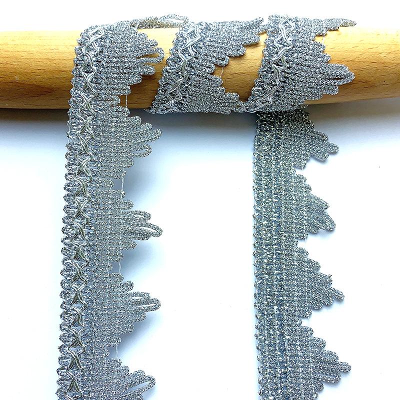 4 meters/13.12ft each pack Golden Metallic Wavy Fringe Lace Trim Vintage Wave Laces sequin Scalloped Decorative Ribbon for Wedding Dress