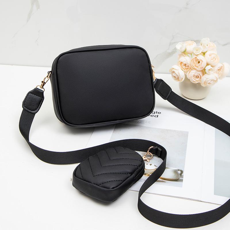 Double Bag Fashionable and Simple V Embroidered Small Square Bag 2025 Spring and Summer New Two-piece Set Personalized Matching Mini Change Bag
