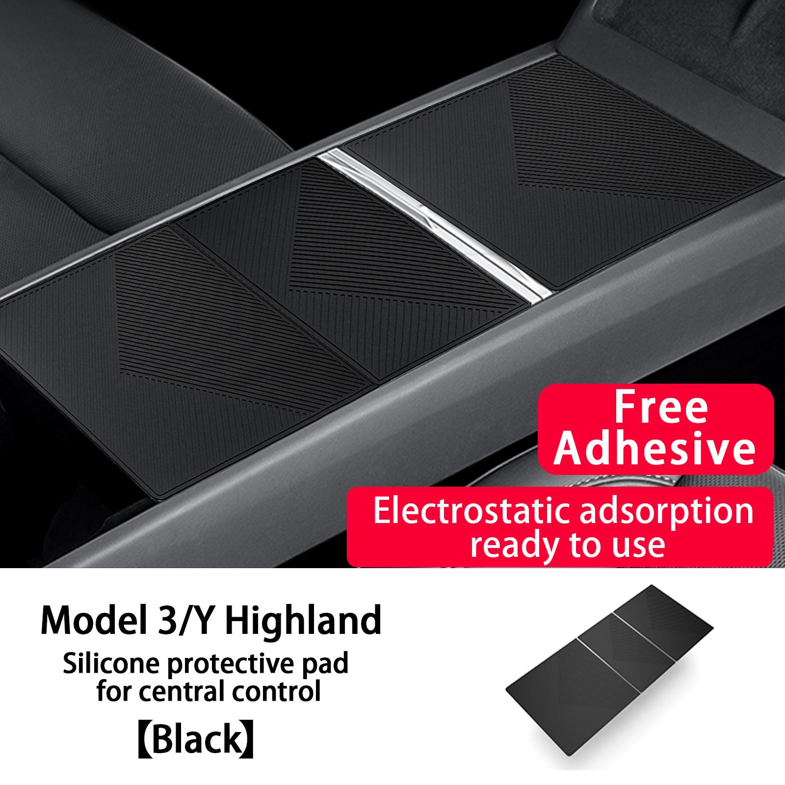 

For Tesla Model 3 Y Highland 2025 Central Control Panel Adhesive Free Sticker Upgrade Electrostatic adsorption Console Protector 1PC Black
