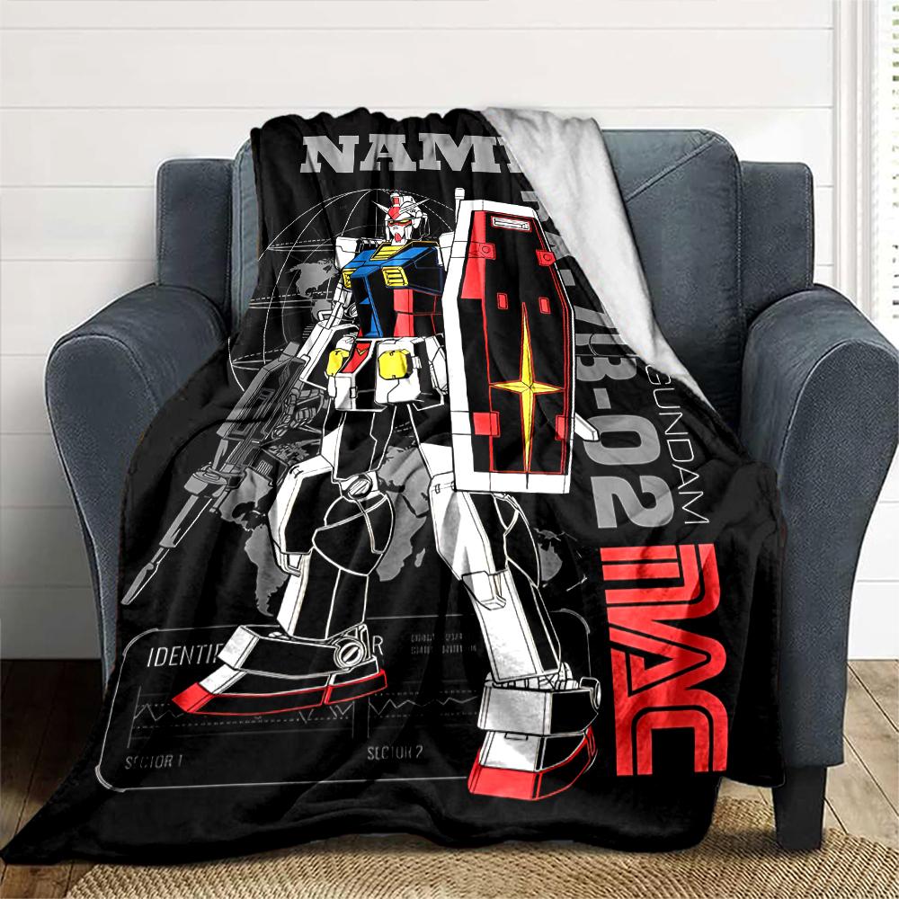 Customiz Name Personality Mobile Suit Gundam Blanket Soft &Warm Sofa Office Bed Travel Lunch Break Blanket, Gift Suitable All Seasons