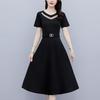 Elegant V-Neck A-Line Midi Dress