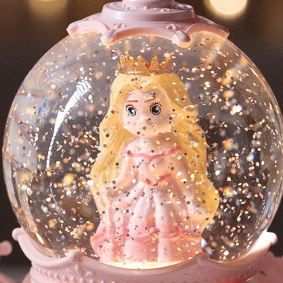 Pumpkin Carriage Music Box with LED Light Faux Crystal Ball Musical Box