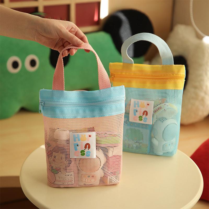 New Dopamine Makeup Bag With Contrasting Colors, Mesh Design, Casual Hollow-Out Style, Useful For Toiletries And Travel Storage