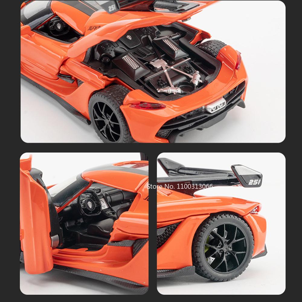 1/32 Scale Alloy Jesko Cars Models Toys Metal Diecasts Vehicles Model with Sound Light Sport Car Model for Boys Collection Gifts