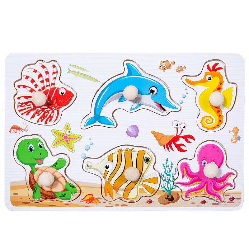 Puzzles de Madera Montessori Tableros de Agarre Manual Número Alfabeto Forma Animales Emparejamiento Bebé Rompecabezas de Madera Juegos Juguetes para Niños de 1 a 2 Años