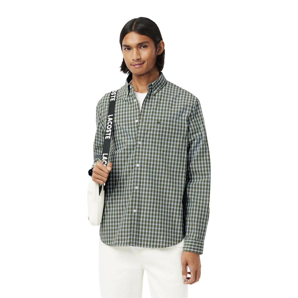 Lacoste Mens Plaid Poplin Regular Shirt