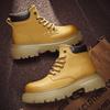 Thick-soled big yellow boots men's Martin boots 2025 winter new trendy shoes light-soled retro thick-soled heightening casual men's shoes