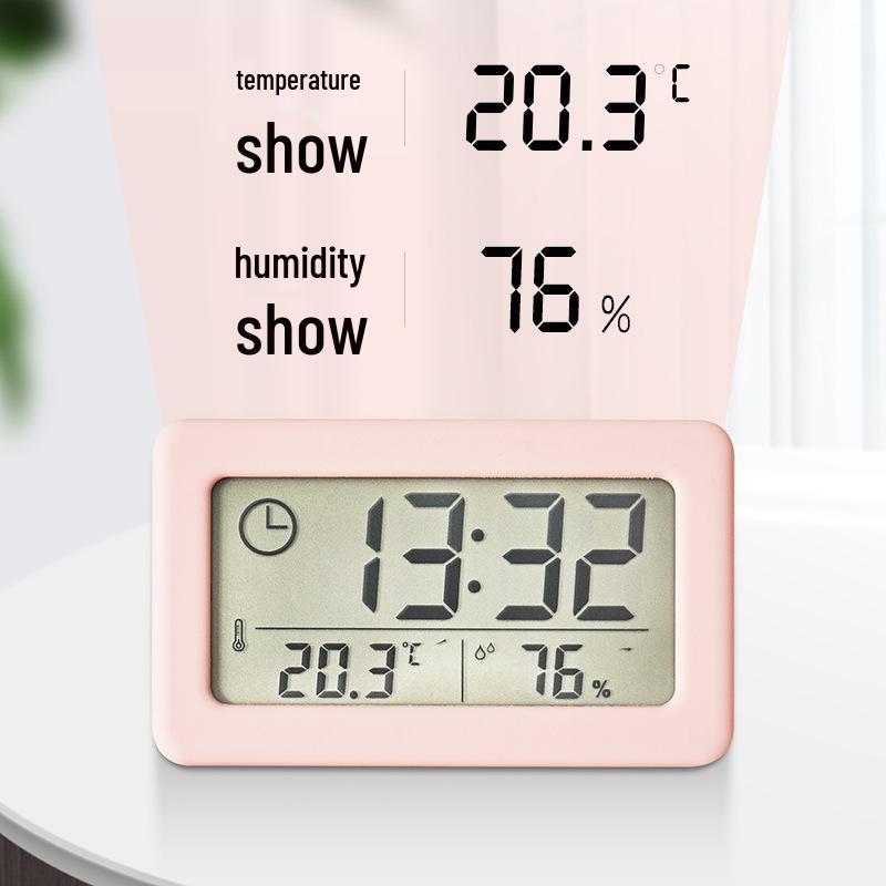 Nordic Style Colorful Clock: Simple Electronic Display with Temperature and Humidity Monitoring, Thin and Convenient Design.