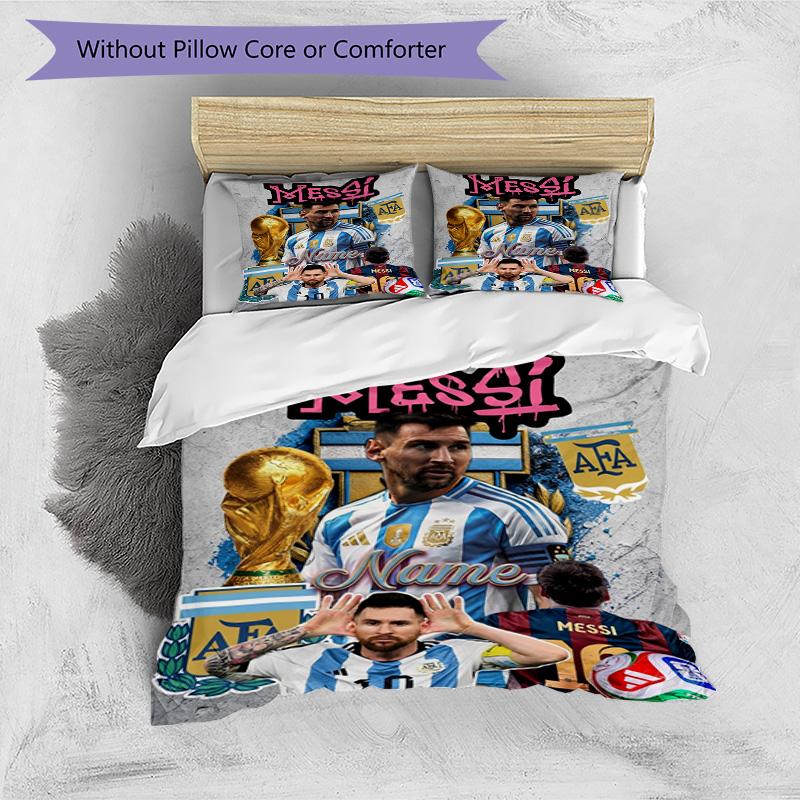 Messi Lionel Messi Football Legend Personalized Name Bedding Set,Soft Bed Linen for Bedroom Home Decoration,Perfect Gift for Football Fans,Breathable