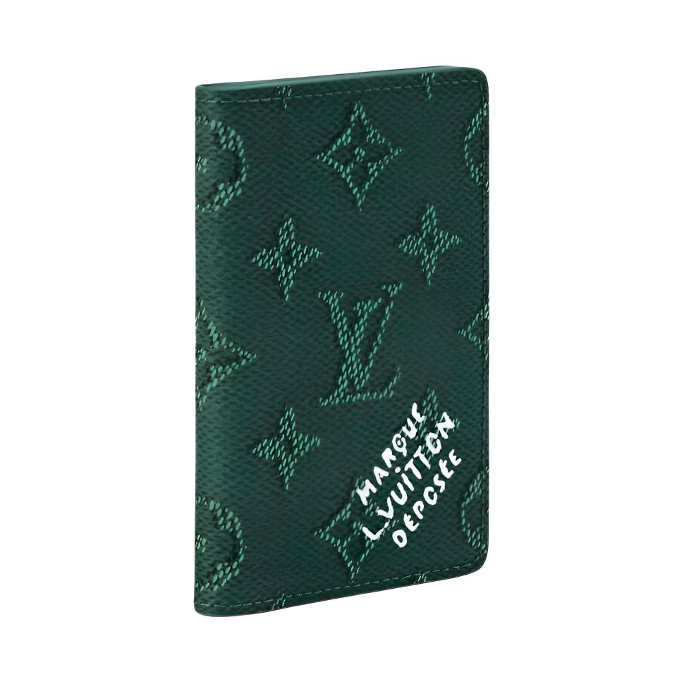 Louis Vuitton Pocket Organizer Epicea Monogram Heritage Canvas Men Wallets Green M26844