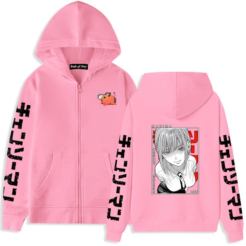 Chainsaw Man Magima Riman Plush Thickened Zipper Sweater Hoodie for Men and Women Couple